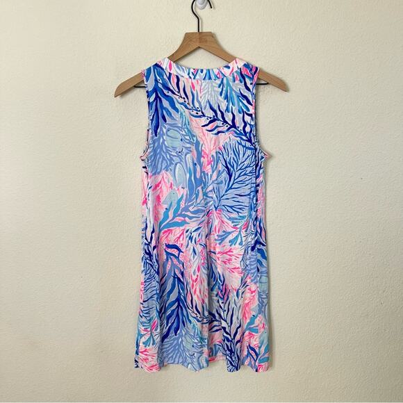 Lilly Pulitzer Amina Dress Mini Sleeveless Shift Neon Pink Blue Womens Size S - Picture 5 of 7